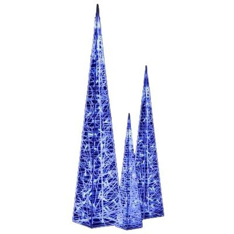 Χριστουγεννιάτικοι Διακοσμητικοί Κώνοι από Ακρυλικό 135 Led 60/90/120cm - Μπλε