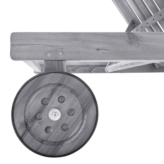 Ξαπλώστρα VidaXL από Μασίφ Ξύλο Ακακίας 200x59/63x30-85 cm - Γκρι image 4