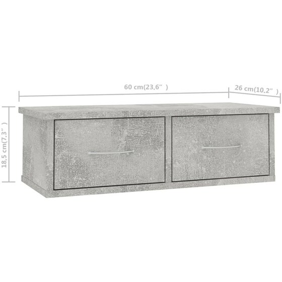 Ράφι Τοίχου VidaXL από Μοριοσανίδα 60x26x18.5 cm - Γκρι image 7