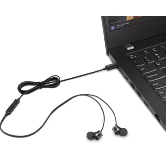 Handsfree Ακουστικά Lenovo USB-C - Μαύρο image 5