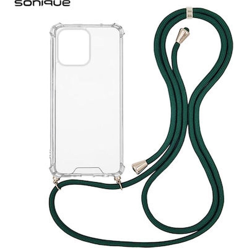 Θήκη Xiaomi Redmi Note 10 Pro - Sonique Armor Με Κορδόνι Πράσινο Σκούρο - Clear