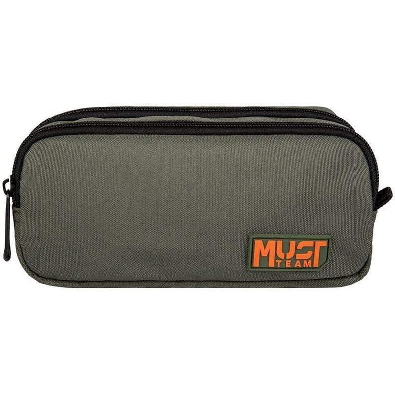 Κασετίνα Βαρελάκι Must Team Monochrome Σκούρo Λαδί με Πορτοκαλί