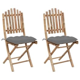 Καρέκλες Κήπου Vidaxl Πτυσσόμενες από Μπαμπού με Μαξιλάρια 2 Τεμ. 50x42x92cm - Γκρι/Καφέ