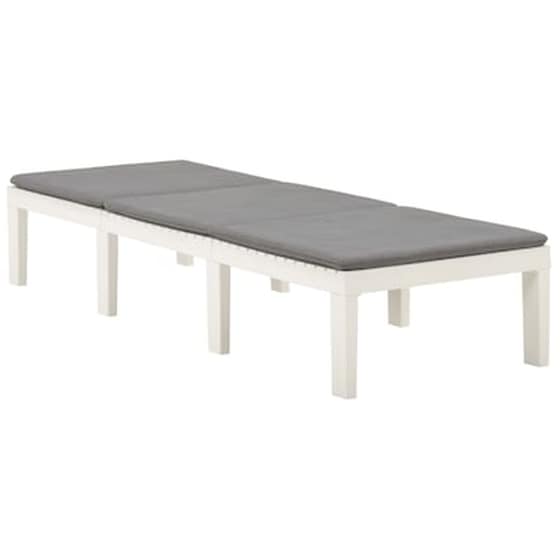 Ξαπλώστρα VidaXL με Μαξιλάρι Πλαστική 195x65x32 cm - Λευκό/Γκρι image 2