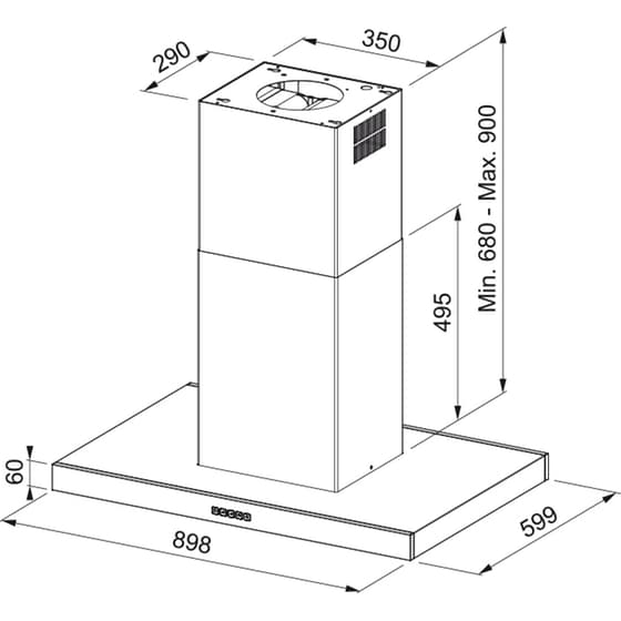 FRANKE TALE 905 I XS 90 cm Inox Απορροφητήρας Νησίδα image 3