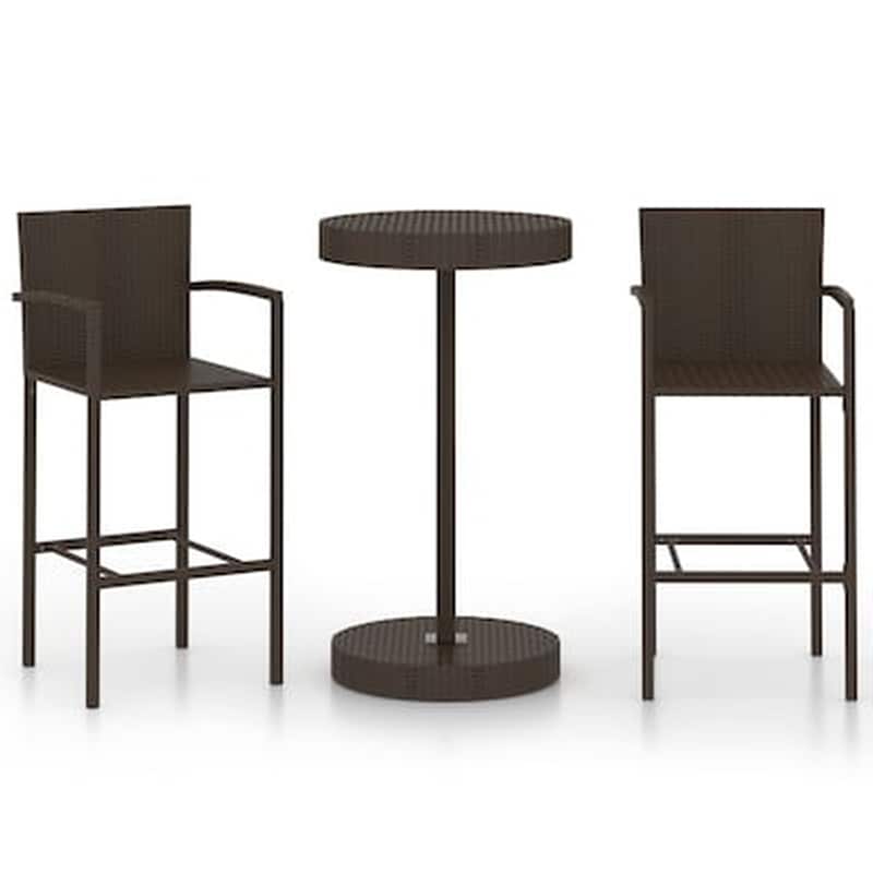 Vidaxl Σετ Επίπλων Μπαρ Κήπου 3 Τεμαχίων Καφέ Από Συνθετικό Ρατάν