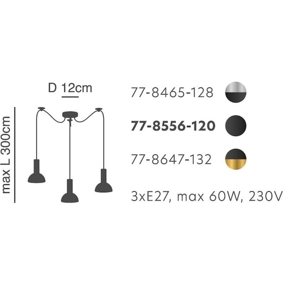 Φωτιστικό Οροφής Τρίφωτο Homelighting 77-8647 Μεταλλικό - Χρυσό/Μαύρο image 1