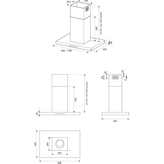 BERTAZZONI KTI120P1AXT 120 cm Inox Απορροφητήρας Νησίδα image 1