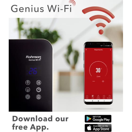 Θερμοπομπός Δαπέδου/ Τοίχου ROHNSON R-028 Genius 2000W με WiFi image 5