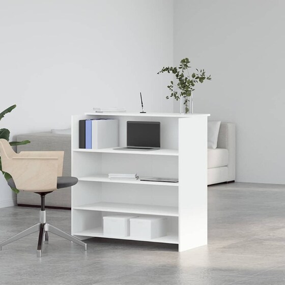 Γραφείο Υποδοχής VidaXL από Τεχνητό Ξύλο 100x50x103,5 cm - Λευκό image 2