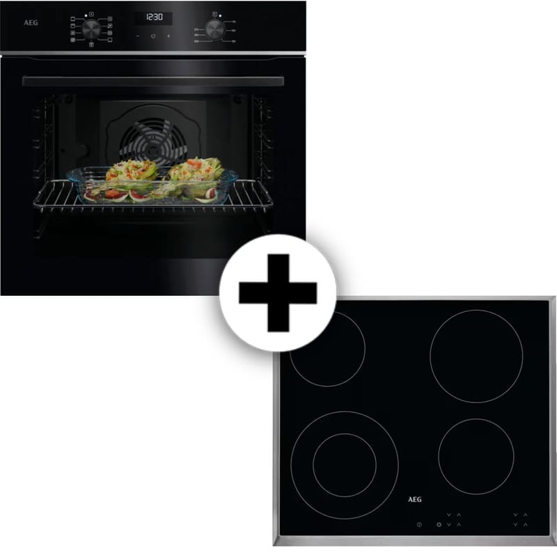 AEG TU5AB21ESB HK 624000 XB 72 Lt Μαύρο Εντοιχιζόμενος Σετ Φούρνος και Εστία