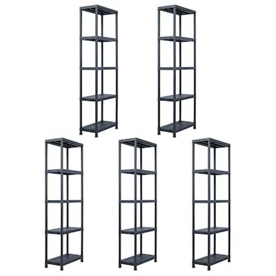 Vidaxl Ραφιέρες 5 Τεμ. Μαύρες 125 Κ. 60 X 30 X 180 Εκ. Πλαστικές image 0