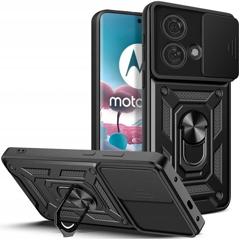 TECHSUIT Θήκη Motorola Edge 40 Neo - Techsuit Camshield με Κάλυμμα για την Κάμερα μεταλλικό Ring Holder - Μαύρο