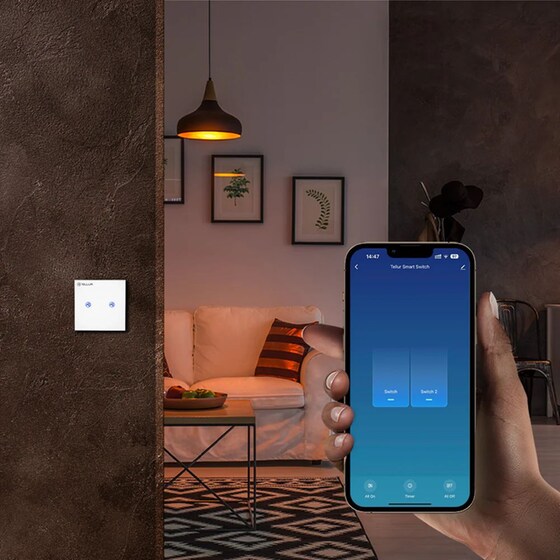 Έξυπνος Διακόπτης Tellur με Wi-Fi, SS2N 1800W - Λευκό image 3