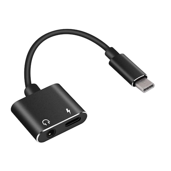 Αντάπτορας Powertech USB-C Male σε USB-C / 3.5mm Female Μαύρο image 0