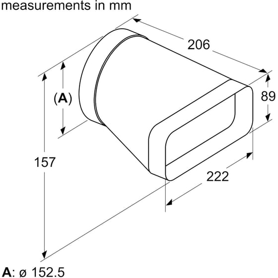 Προσαρμογέας BOSCH HEZ9VDSI0 ⌀ 15 cm Συνδετικό Σωληνώσεων από Στρογγυλό σε Πλακέ image 1