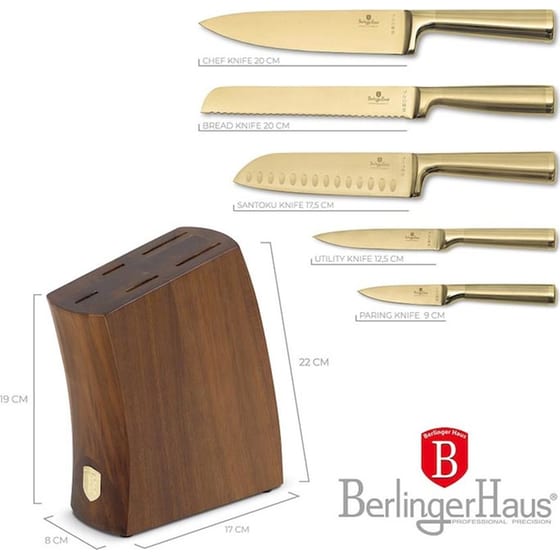 Σετ Μαχαίρια Berlinger Haus Sahara Collection από Ανοξείδωτο Ατσάλι με Βάση Ακακίας 6 Τμχ image 3