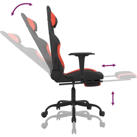 Καρέκλα Gaming VIDAXL 345489 με Υποπόδιο - Μαύρο image 9