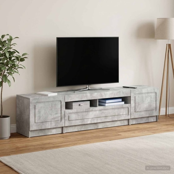 Έπιπλο Τηλεόρασης VidaXL UTRECHT με LED 3 τμχ 198 x 35 x 40 cm - Γκρι Σκυροδέματος image 1