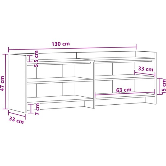 Έπιπλο Τηλεόρασης VidaXL 135 x 33 x 47 cm - Καπνιστή Δρυς image 7