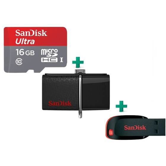 SanDisk 16GB All About Memory Bundle - microSD, USB Stick, microUSB Stick Bundle image 0
