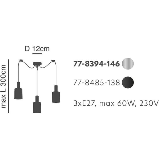 Φωτιστικό Οροφής Τρίφωτο Homelighting 77-8485 Γυάλινο/Μεταλλικό - Μαύρο/Γκρι image 1