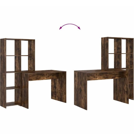 Γραφείο VidaXL από Επεξεργασμένο Ξύλο 138,5x55x143 cm - Καπνιστή Δρυς image 7