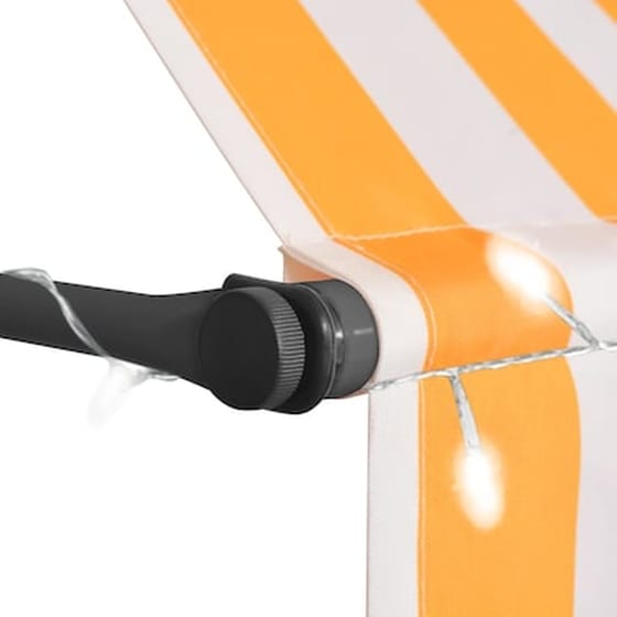 Τέντα Vidaxl Συρόμενη Χειροκίνητη με LED 150cm - Λευκό/Πορτοκαλί image 4