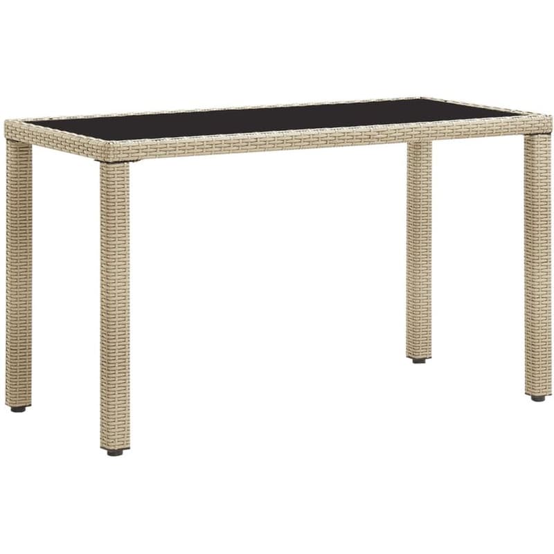 Τραπεζαρία Εξωτερικού Χώρου VidaXL Ρατάν/Γυαλί 123x60x74cm - Μπεζ