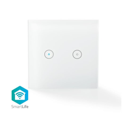 Διακόπτης Τοίχου Διπλός NEDIS Wi-Fi Smart Wall Switch Dual WIFIWS20WT image 0