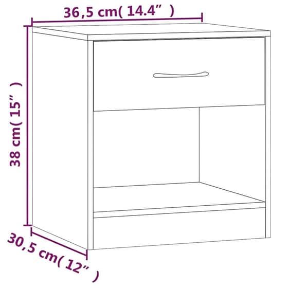 Κομοδίνο Vidaxl Από Μοριοσανίδα και Mdf 36.5x30.5x38 cm - Λευκό image 4