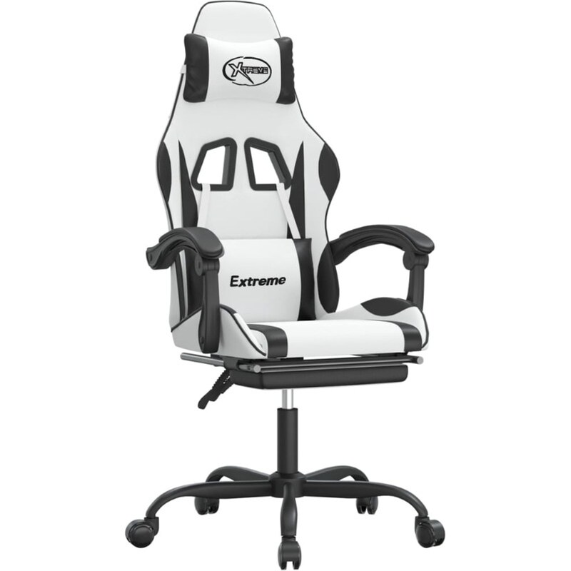 Καρέκλα Gaming VIDAXL 3143888 με Υποπόδιο από Τεχνητό Δέρμα - Λευκή