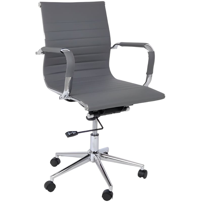 WOODWELL Καρέκλα Γραφείου Woodwell BF3301 από Τεχνητό Δέρμα - Γκρι
