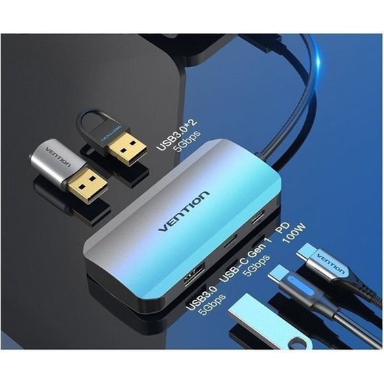 Vention Hub 3 Θυρών USB 3.0 με σύνδεση USB-C - Ασημί image 3