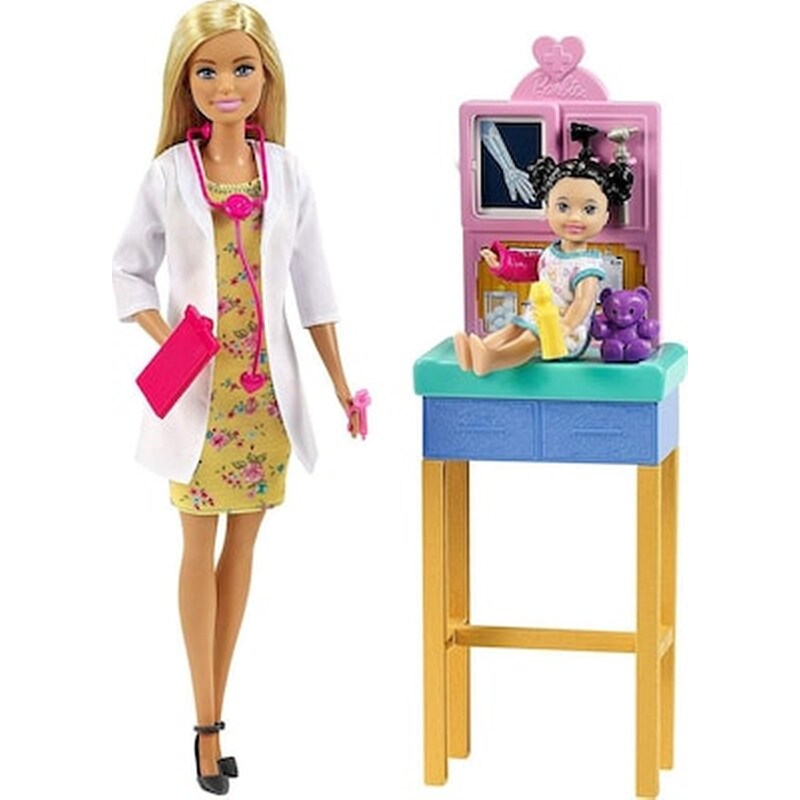 Mattel Barbie You Can Be Anything – Pediatrician Blonde Hair Doctor Toddler Patient Playset (gtn51)