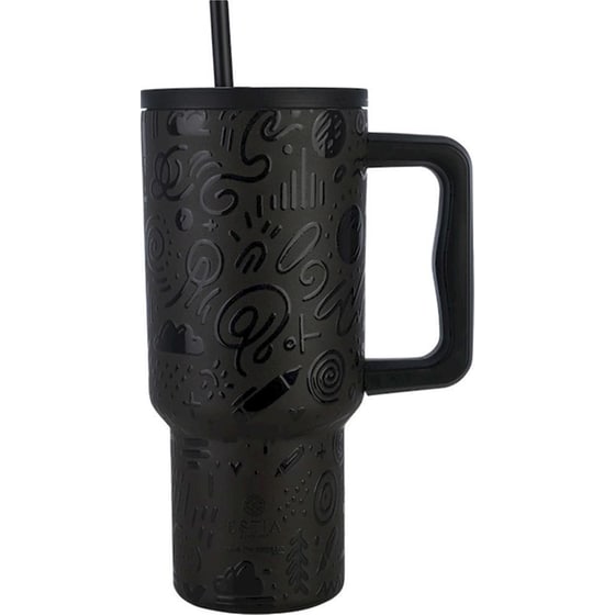 Θερμός Handled Tumbler Estia Home Art Straw Tumbler XL Save the Aegean Noir Echo 900ml image 0