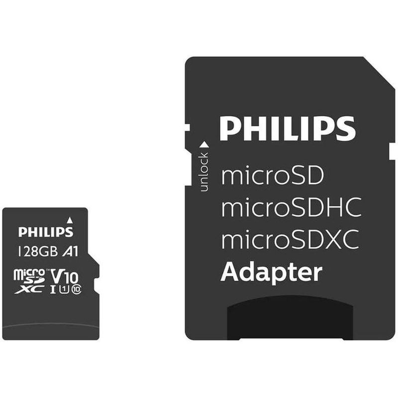 Philips Microsdxc 128gb Class 10 U1 Uhs-i Με Αντάπτορα (fm12mp45b/00) (phifm12mp45b-00)