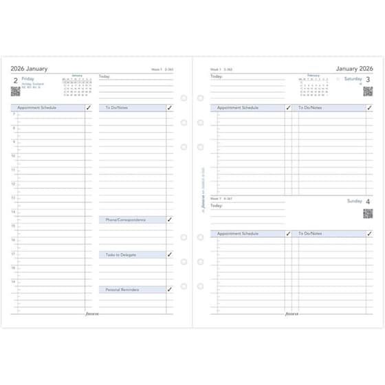 Ανταλλακτικά Φύλλα Ημερολογίου Filofax 2026 Eng-Greek Ημερήσιο A5 image 1