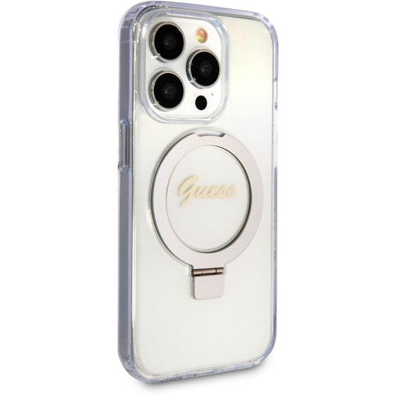 Θήκη Apple iPhone 15 Pro - Guess Magsafe Ring Stand Glitter Hard Case Script Logo - Διάφανο image 2
