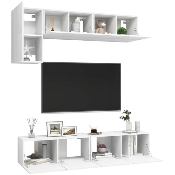 Έπιπλα Τηλεόρασης VidaXL Μοριοσανίδα 5 Τμχ 80x30x30cm - Λευκό image 1
