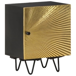 Κομοδίνο Vidaxl Από Μασίφ Ξύλο Μάνγκο 40x30x50 cm - Μαύρο Χρυσό