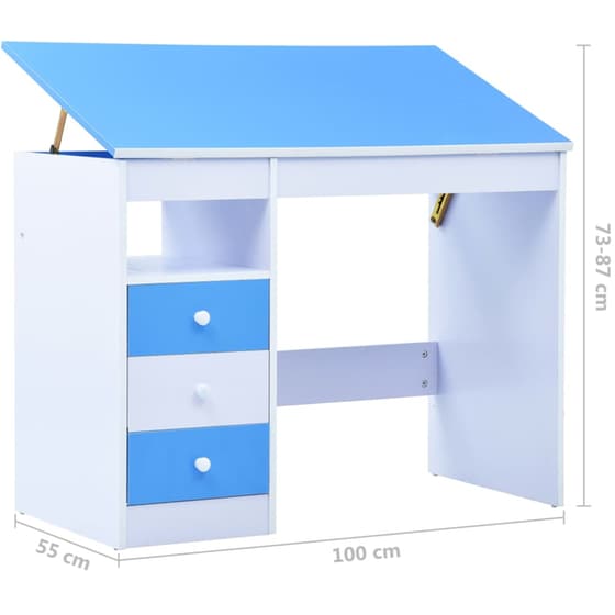 Γραφείο Σχεδίασης VidaXL από Μοριοσανίδα 110x55cm - Λευκό/Γαλάζιο image 10