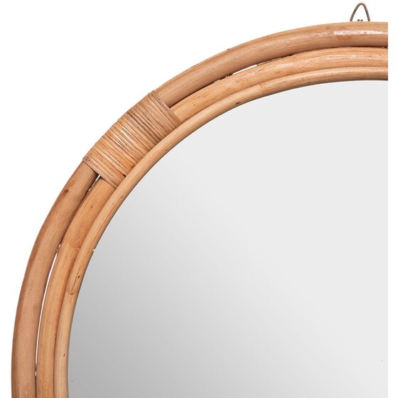 Διακοσμητικός Καθρέφτης Τοίχου Spitishop από MDF Φ60 cm - Φυσικό image 1