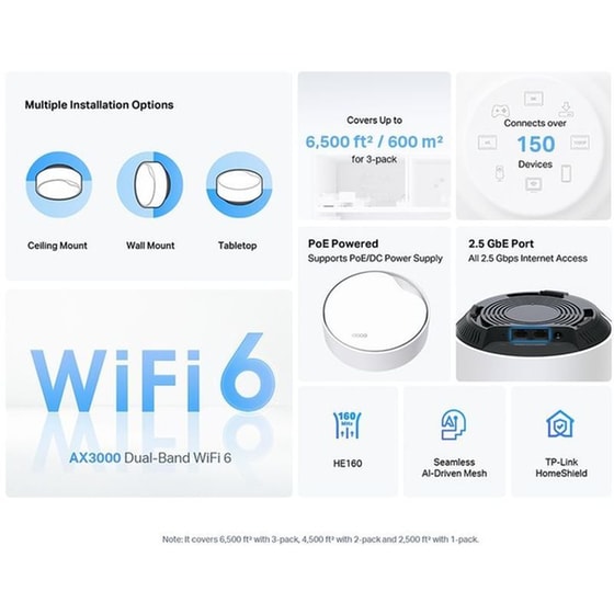 TP-Link Deco X50-PoE Router Wi-Fi 6 Dual Band (2.4 & 5GHz) 2402 Mbps image 2
