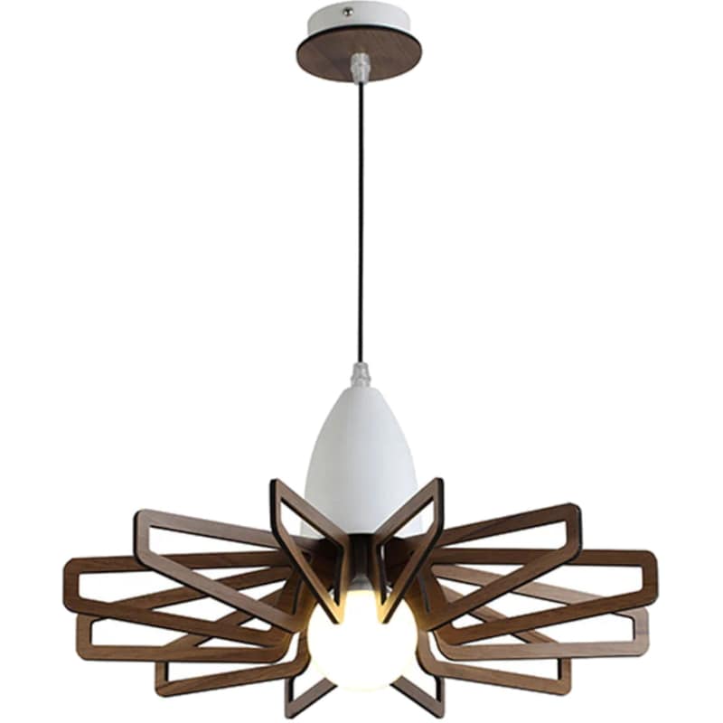 ACA DECOR Φωτιστικό Οροφής Aca Decor Alps E27 Ξύλινο 45x22cm - Καφέ/Λευκό