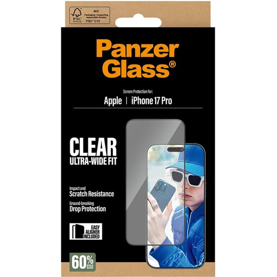 Προστατευτικό οθόνης Apple iPhone 17 Pro - PanzerGlass Clear Ultra-Wide Fit Screen Protection image 2