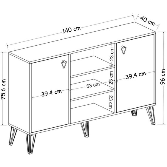 Μπουφές 24Mall Tono Sapphire από Μοριοσανίδα 140x40x96 cm - Καφέ/Λευκός image 5