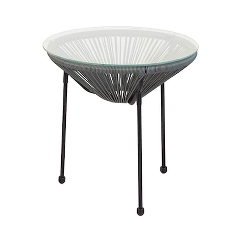 Τραπεζάκι Σαλονιού Woodwell Acapulco από Πλαστικό Rattan 50x50x50cm - Μαύρο/Γκρι