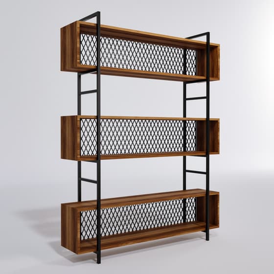 Ραφιέρα 24Mall Poesia από Μοριοσανίδα/Μέταλλο 140x34x180 cm - Καρυδί image 4