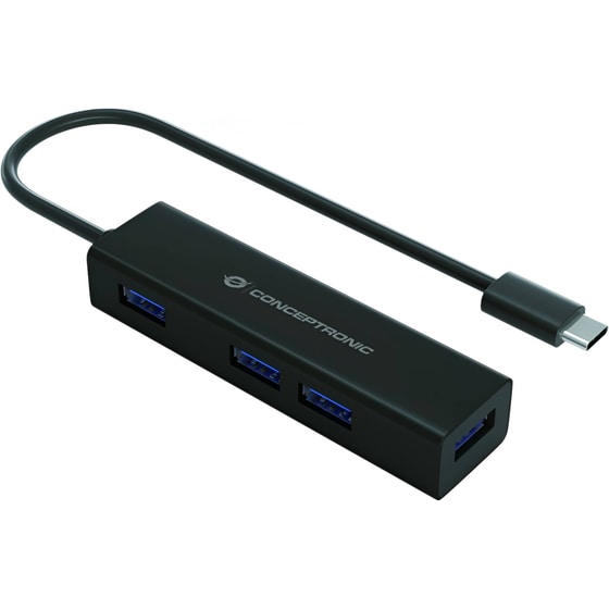 Conceptronic HUBBIES07B USB Hub 4-Port USB 3.2 συμβατό με USB-C image 0